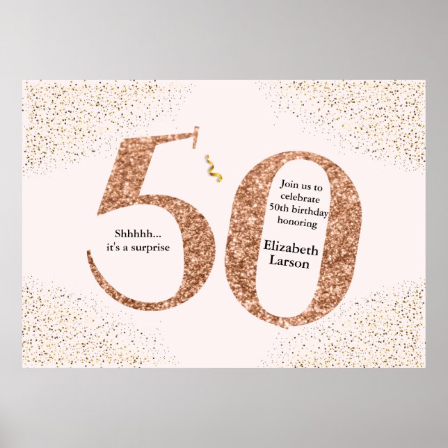 50:e födelsedag Modern minimalistisk faux Guld Gli Poster (Framsidan)