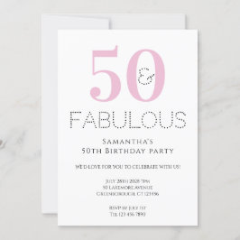 50:e födelsedag Modern Rosa Party-inbjudan Inbjudningar