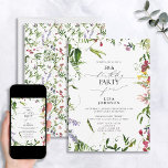 50:e födelsedag Modern Sommarblomma Watercolor Inbjudningar<br><div class="desc">Fira en 50-årsdag i stil med den här fantastiska moderna sommarblommans vattenfärgsinbjudan! Med en elegant ram av ömtåliga sommarblommor skapar den perfektens inställning för att hedra detta speciella tillfälle. Dessutom kan du anpassa inbjudan med personlig information skriven i modern handskriven kalligrafi. Som en extra bonus har kortets baksida en passande...</div>