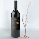 50:e födelsedag Namn 1973 Svarta Guld-Eleganten Vinflaska Etikett<br><div class="desc">En vin-märkning av personlig elegant som är enkel att anpassa för det speciella tillfället.</div>