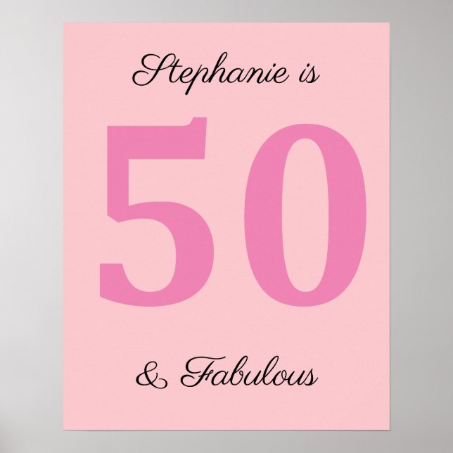 50:e födelsedag Namn Rosa 50:e och uppmjukande Ele Poster (Framsidan)