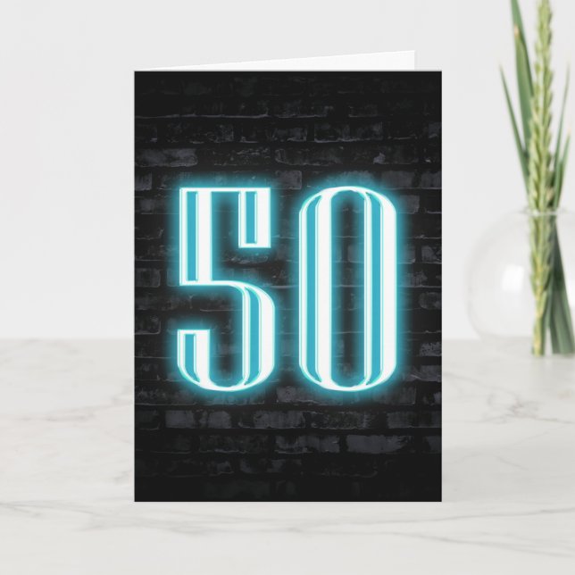 50:e födelsedag Neon-signatur på brick Kort (Framsida)