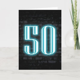 50:e födelsedag Neon-signatur på brick Kort
