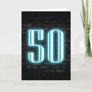 50:e födelsedag Neon-signatur på brick Kort