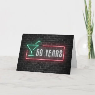 50:e födelsedag Neon-signatur på brick Kort