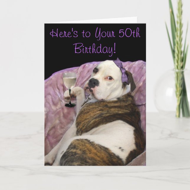 50:e födelsedag Olde English Bulldogge-hälsningsko Kort (Framsida)