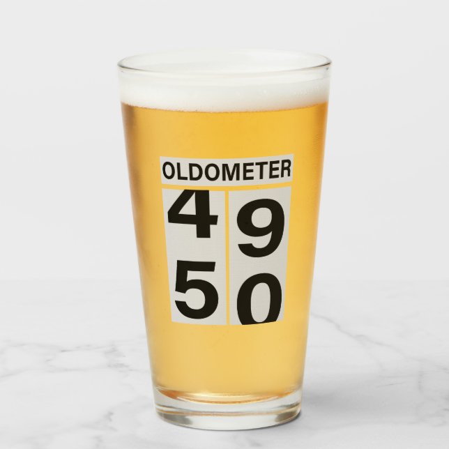 50:e födelsedag Oldometer Glass Glaskopp (Framsida fylld)