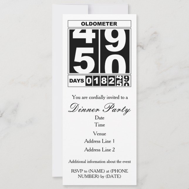 50:e födelsedag Oldometer-inbjudan Inbjudningar (Framsida)