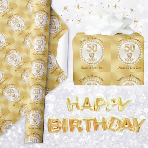 50:e födelsedag Papper rulla, för henne Presentpapper