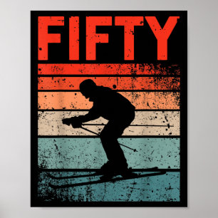 50:e födelsedag Retro Ski Skiing 50-åriga Manar Wo Poster