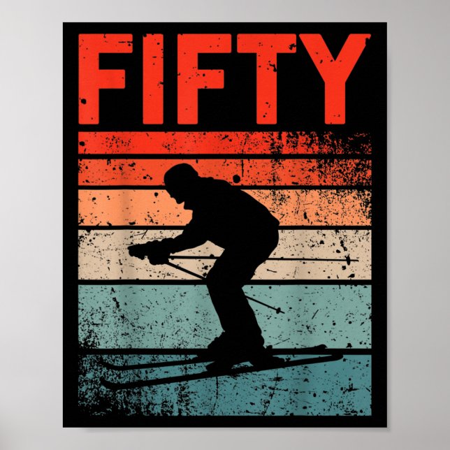 50:e födelsedag Retro Ski Skiing 50-åriga Manar Wo Poster (Framsidan)