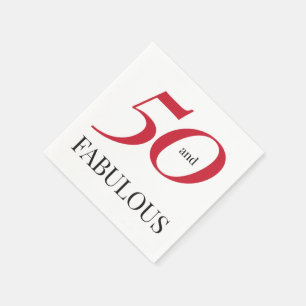 50:e födelsedag Röd svart typografi Papper Pappersservett