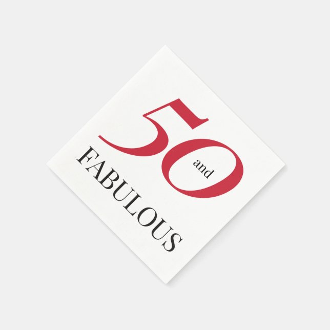 50:e födelsedag Röd svart typografi Papper Pappersservett (Hörn)