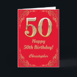 50:e födelsedag Röda och Guld Glitter Ram Kort<br><div class="desc">50:e födelsedag Röda och Guld Glitter Ram. Om du vill göra ytterligare anpassningar klickar du på knappen "Anpassa" och användor verktyg som är utformat för att ändra mallen.</div>