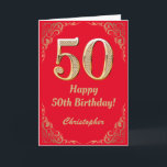 50:e födelsedag Röda och Guld Glitter Ram Kort<br><div class="desc">50:e födelsedag Röda och Guld Glitter Ram. Om du vill göra ytterligare anpassningar klickar du på knappen "Anpassa" och användor verktyg som är utformat för att ändra mallen.</div>