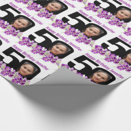 50:e födelsedag, roligt mono och lila blommor presentpapper