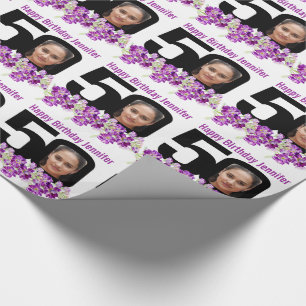 50:e födelsedag, roligt mono och lila blommor presentpapper