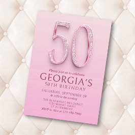 50:e födelsedag Rosa Diamonder Inbjudningar