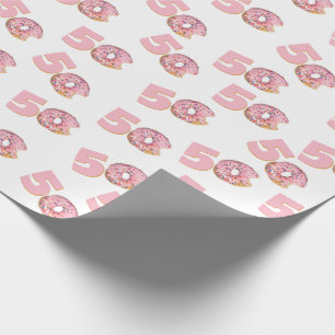 50:e födelsedag Rosa Donut Wrapping Papper Presentpapper