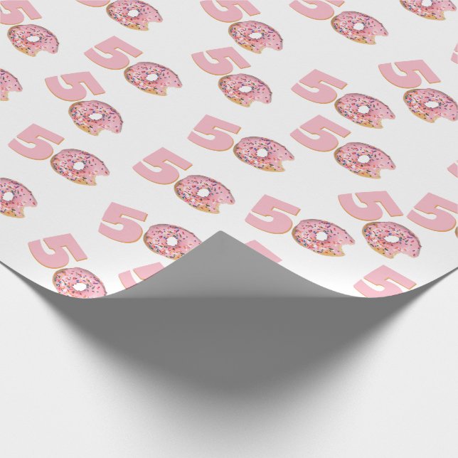 50:e födelsedag Rosa Donut Wrapping Papper Presentpapper (Hörn)