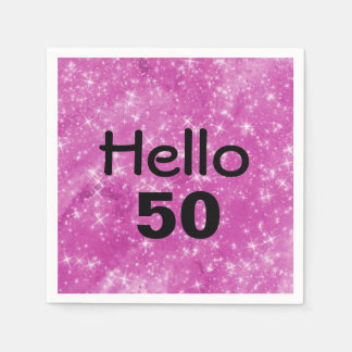 50:e födelsedag Rosa Glitter Pappersservett
