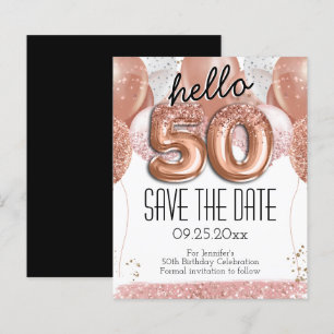 50:e födelsedag Rosa Glitter Spara datum