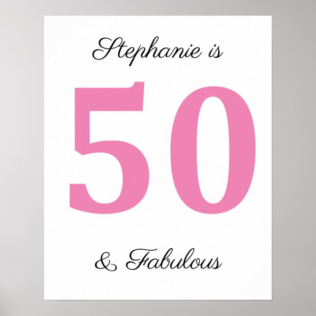 50:e födelsedag Rosa med eget namn 50 och svett Poster (Framsidan)
