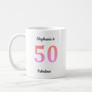 50:e födelsedag Rosa ros Guld Namn Kaffemugg