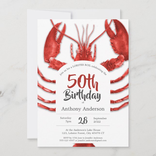 50:e födelsedag Seafood-Roligten SommarAnpassnings Inbjudningar (Framsida)