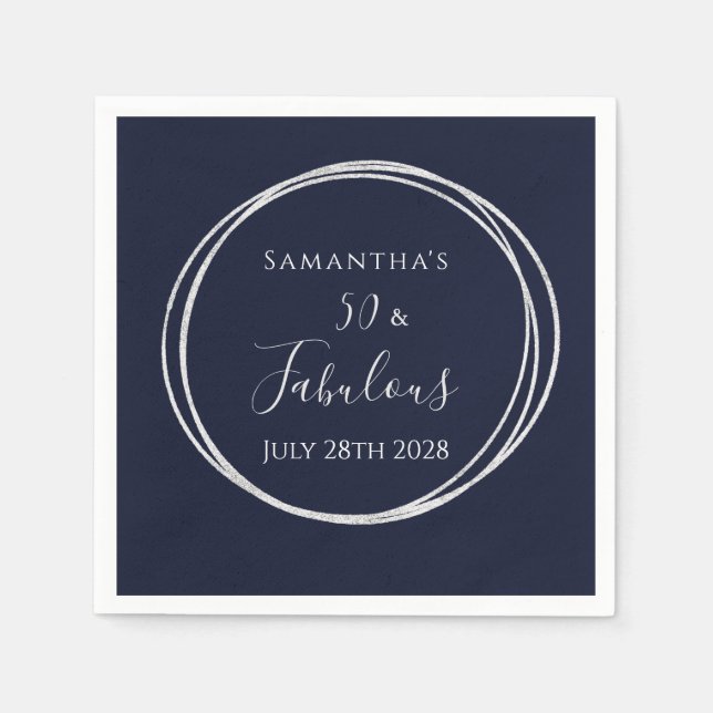 50:e födelsedag Silver 50 och Fabulous Party Pappersservett (Framsidan)