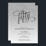 50:e födelsedag Silver Glitter inbjudan<br><div class="desc">Trendiget silver ombre glitter födelsedagsfest inbjudan har faux silver sparkly glitter och en typografisk rubrik för skript i finare. Lägg till anpassningsbarna med hjälp av mallformuläret. Ytterligare alternativ för text och layout är tillgängliga om du väljer att anpassa ytterligare.</div>