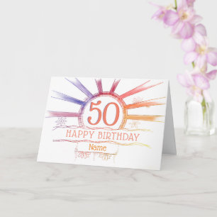50:e födelsedag - solnedgång i flera färgader i ha kort