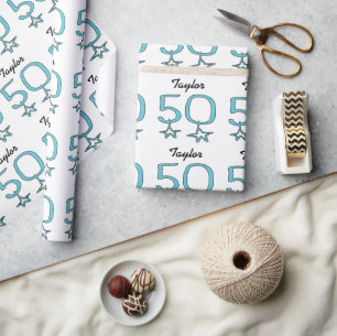 50:e födelsedag Stars Personlig Papper Presentpapper