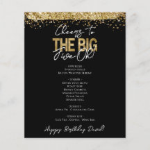 50:e födelsedag stor femårige Party Menu Flyer