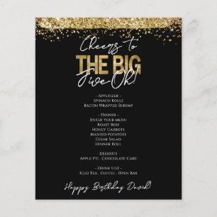 50:e födelsedag stor femårige Party Menu Flyer