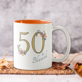 50:e födelsedag, svart, höst Två-Tonad mugg