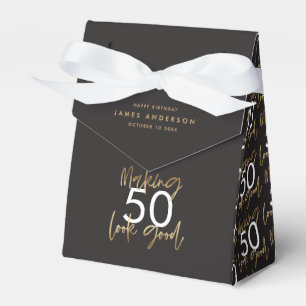 50:e födelsedag svart och guld enkel elegant mode presentaskar