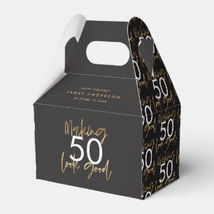 50:e födelsedag svart och guld enkel elegant mode presentaskar