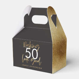 50:e födelsedag svart och guld enkel elegant moder presentaskar