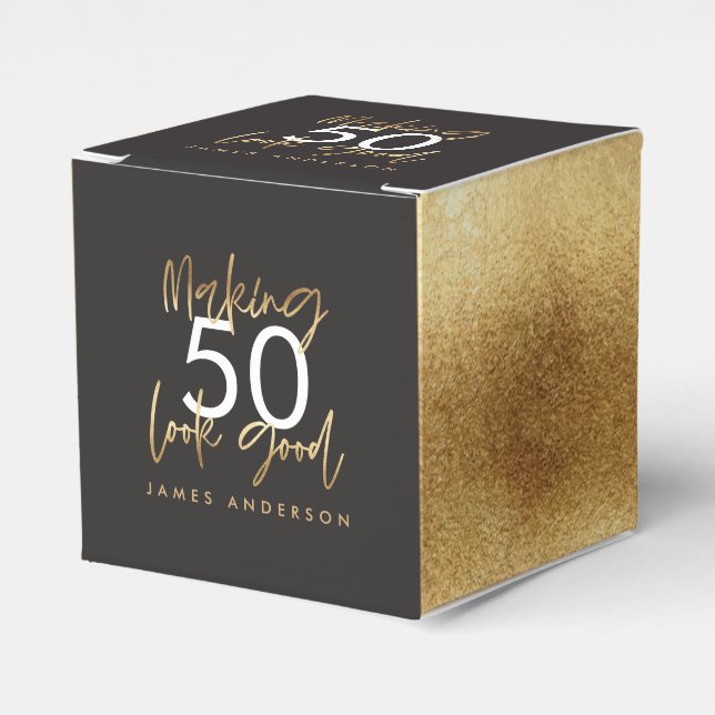 50:e födelsedag svart och guld enkel elegant moder presentaskar (Framsidan Sidan)