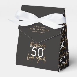 50:e födelsedag svart och guld enkel elegant moder presentaskar