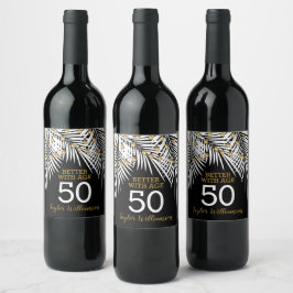 50:e födelsedag, svart och Guld Vinflaska Etikett