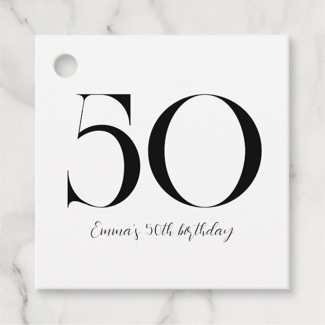 50:e födelsedag svart och vit gåvor etiketter (Framsida)
