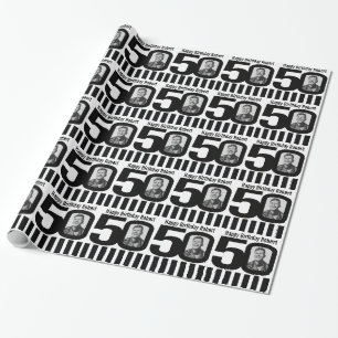 50:e födelsedag, svart och vit roligt presentpapper