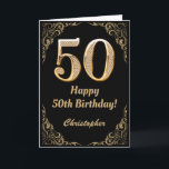 50:e födelsedag Svarta och Guld Glitter Ram Kort<br><div class="desc">50:e födelsedag Svarta och Guld Glitter Ram. Om du vill göra ytterligare anpassningar klickar du på knappen "Anpassa" och användor verktyg som är utformat för att ändra mallen.</div>