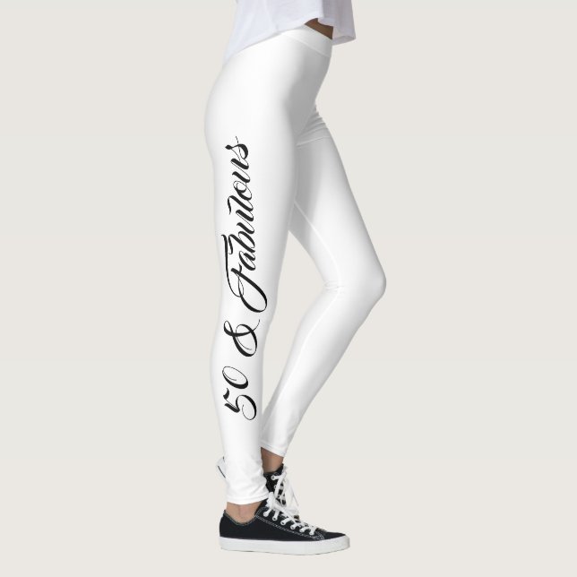 50:e födelsedag Svartvit Snyggt Elegant Girly Leggings (Höger)