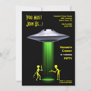 50:e födelsedag 👽 UFO Alien Abduction Party Inbjudningar