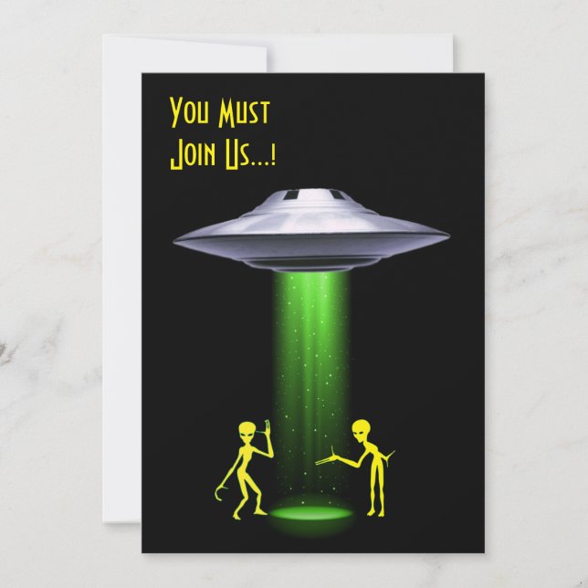 50:e födelsedag 👽 UFO Alien Abduction Party Inbjudningar (Framsida)