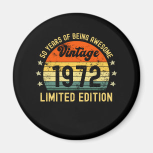 50:e födelsedag, vintage 1972 begränsad utgåva magnet