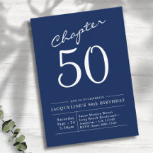 50:e födelsedag Vita blå kapitel 50 Inbjudan